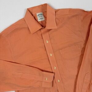 Brooks Brothers Mens 16-35 Slim Fit Non-Iron Supima Cotton Orange Gingham Shirt
